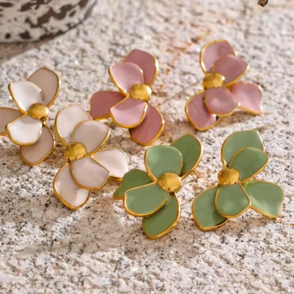 Sage Green Petal Floral Earrings